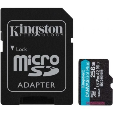 Cartão Kingston CANVAS Go! Plus 256GB microSD XC com Adaptador Classe 10