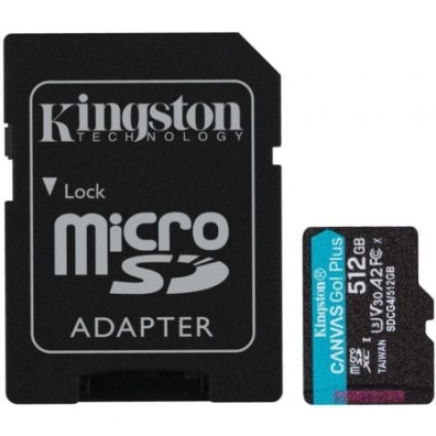 Cartão de Memória Kingston CANVAS Go! Plus 512GB microSD XC com Adaptador/ Classe 10