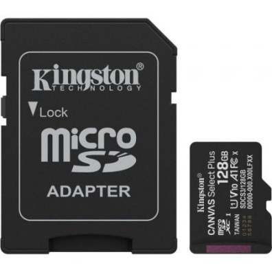 Cartão de Memória Kingston CANVAS Select Plus 128GB microSD XC com Adaptador Classe 10