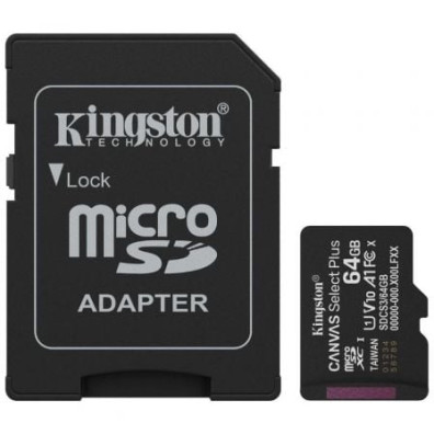 Cartão MicroSD Kingston CANVAS Select Plus 64GB XC com Adaptador - Classe 10