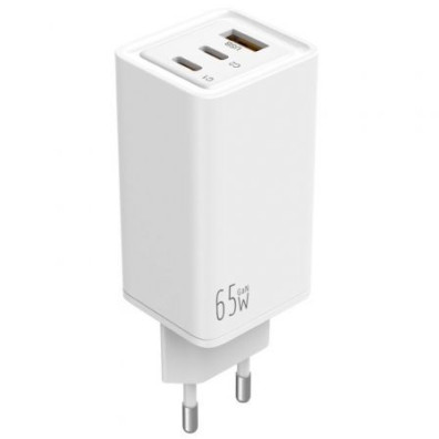 Carregador de Parede GaN Leotec LECSPH65W3W/ 2xUSB Tipo-C/ 1xUSB