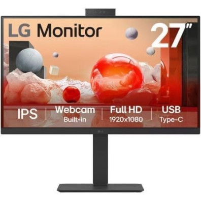 Monitor Profissional LG 27BA850-B Full HD 27" com Webcam e Multimedia Regulable em Altura