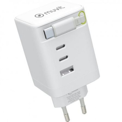 Carregador de Pared Muvit For Change MCACC0050 com 1xUSB e 2xUSB Tipo-C