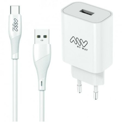 Carregador de Parede MYWAY com Cabo USB Tipo-C - Modelo MYWEPAK0002 - 1xUSB