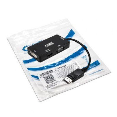 Cabo Conversor Nanocable 10.16.3301-BK/ Displayport Macho - VGA Hembra/ DVI Hembra/ HDMI Hembra/ 15cm - Preto