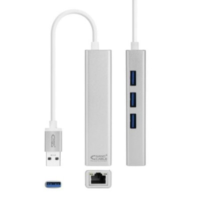 Hub USB 3.0 Nanocable com 3 Portos USB e 1 Porto RJ45