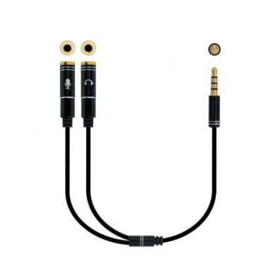 Cabo Estéreo Nanocable Jack 3.5 Macho 2x Jack 3.5 Hembra 30cm