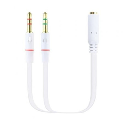 CABLE ADAPTADOR AUDIO JACK 3.5/H 2 JACK 3.5/M 20CM BLANCO NANOCABLE - Branco