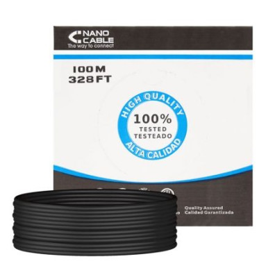 Bobina de Cabo RJ45 para Exterior UTP Nanocable 10.20.0302-EXT-BK Cat.5e/ 100m/ Im permeável - Preto