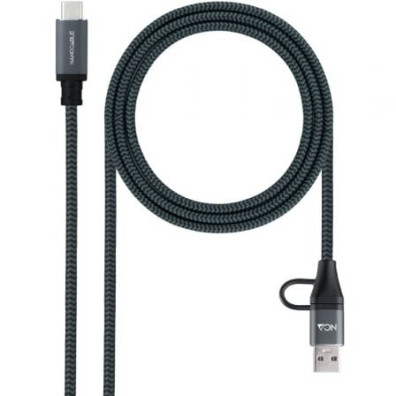 Cabo USB 3.2 Tipo-C Nanocable NANO CABLE - USB Tipo-C Macho + USB Macho - 1m, 20Gbps - Até 100W