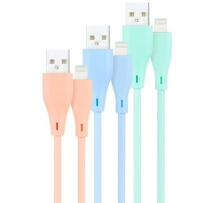 Cabos USB 2.0 Lightning Nanocable 10.10.0401-A1/ USB Macho - Lightning Macho/ 1m/ 3 Unidades - Rosa, Azul e Verde