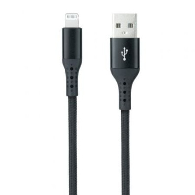 CABLE LIGHTNING A USB 2.0 1 M NEGRO MALLADO NANOCABLE - Preto
