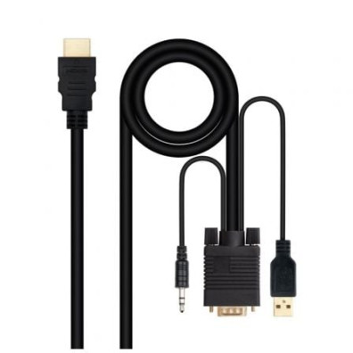Cabo Conversor Nanocable HDMI VGA Jack 3.5 USB Macho 1.8m