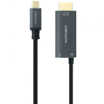 Cabo Conversor Nanocable 10.15.5182/ USB Tipo-C Macho - HDMI 8K Macho/ USB Tipo-C Hembra/ Até 100W/ 1.8m