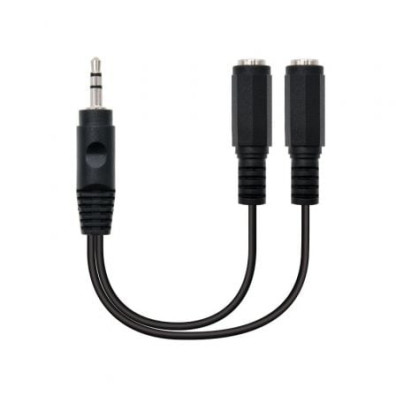 Cabo Estéreo Nanocable 10.24.1200/ Jack 3.5 Macho - 2x Jack 3.5 Hembra/ 15cm - Preto