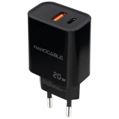Carregador de Pared Nanocable 10.10.2008/ 1xUSB/ 1xUSB Tipo-C/ 20W