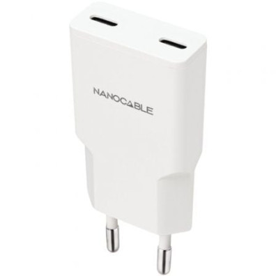 Carregador de Pared Nanocable 10.10.2023/ 2xUSB Tipo-C/ 20W