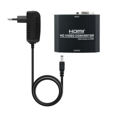 Conversor Nanocable 10.16.2101-BK/ HDMI Hembra - VGA Hembra/ Jack 3.5 Hembra/ 15cm - Preto