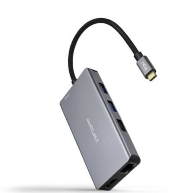 Docking Tipo-C Nanocable 10.16.1009 - 3xUSB, 2xHDMI 4K, RJ45, Leitor cartões, USB Tipo-C PD