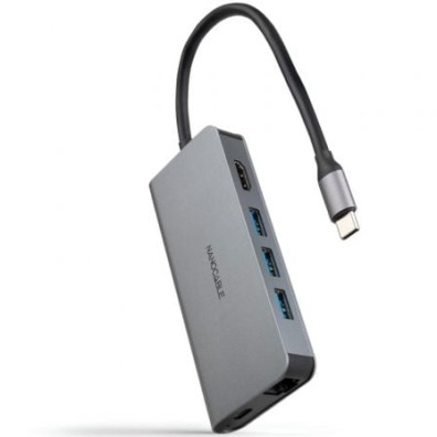 Docking Tipo-C Nanocable 10.16.4609/ 3xUSB/ 1xHDMI 4K/ 1xRJ45/ 1xLector cartões/ 1xUSB Tipo-C PD