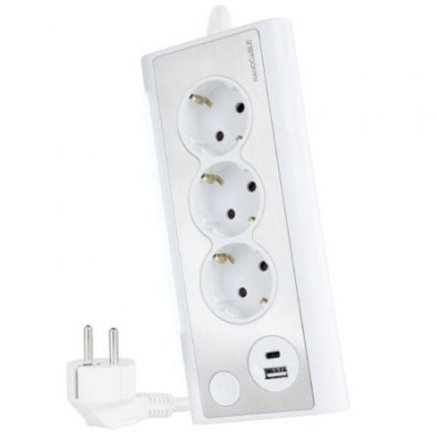 Regleta com Interruptor Nanocable 3 Tomas de Corrente + 1 USB + 1 USB Tipo-C + Cabo 1.5m