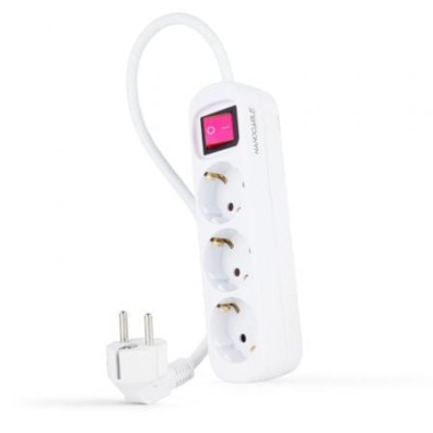 Regleta com Interruptor Nanocable 3 Tomas de Corrente e Cabo 1.4m