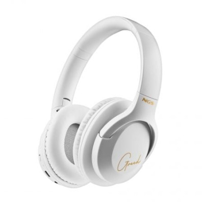 HEADSET BLUETOOTH NGS ARTICA GREED BLANCO COM MICROFONO BATERIA 300 mAh 40h CARGA USB-C* - Brancos