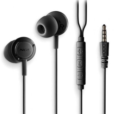 AURICULAR INTRAUDITIVO NGS CROSS DRIFT NEGRO JACK 3.5mm MICROFONO CABLE 120cm CONTROLES - Pretos