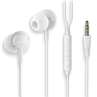 AURICULAR INTRAUDITIVO NGS CROSS DRIFT BLANCO JACK 3.5mm MICROFONO CABLE 120cm CONTROLES - Brancos