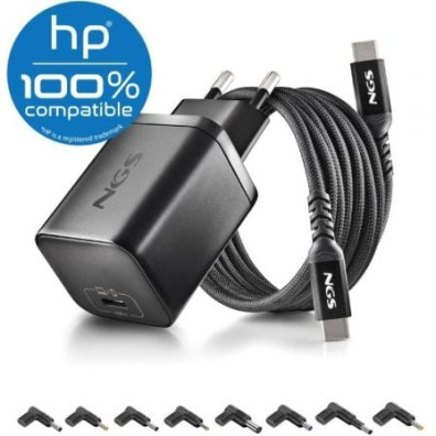 Carregador Portátil GaN 65W HP NGS BUD65W-H 1xUSB Tipo-C Automático Conectores 8