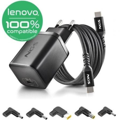 Carregador portátil GaN NGS BUD65W-L para Lenovo/ 1xUSB Tipo-C/ 65W/ Automático/ 5 Conectores