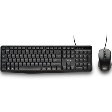 TECLADO E MOUSE NGS COCOA KIT V2 USB 1000DPI 12 TECLAS MULTIMEDIA DISEÑO RESISTENTE DERRAMES NEGRO