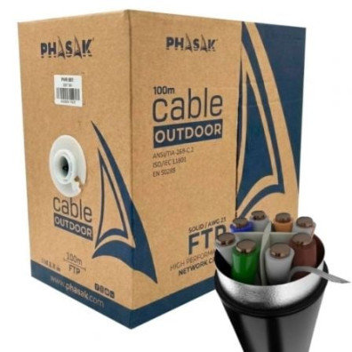 Cabo Bobina Cat.6A/100m RJ45 FTP Phasak PHR 681