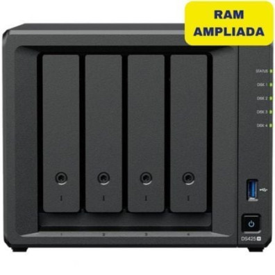 NAS Synology Diskstation DS425+ com 4 Bahias 3.5" e 2.5", 6GB DDR4