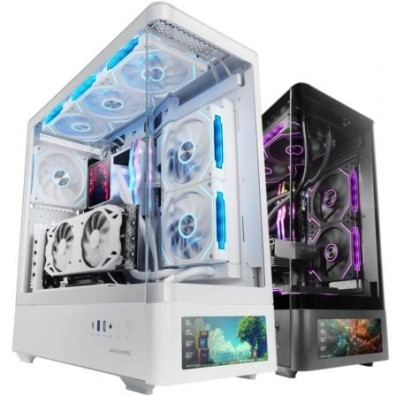 CAIXA ATX MARS GAMING MLCDPROW CRISTAL TEMPLADO CURVO PANTALLA LCD 7,2" GPU 440mm COLOR BLA - Branca