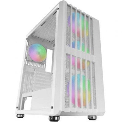 CAIXA ATX MARS GAMING MCVAULTW FRONTAL BLANCO MALLA VERTICAL 4x120mm ARGB 3xPCI VERT - Blanca
