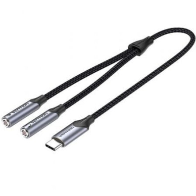 Cabo Conversor USB Tipo-C Vention Macho a 2x Jack 3.5 Hembra - 30cm