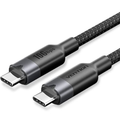 Cabo USB 3.2 Tipo-C 5A Vention TRGBF/ USB Tipo-C Macho - USB Tipo-C Macho/ Até 100W/ 10Gbps/ 1m