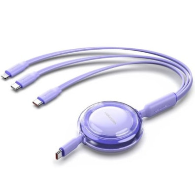 Cabo USB Tipo-C 2.0 5A Vention TRKVBE/ USB Tipo-C Macho - 3x USB Tipo-C Macho/ Até 100W/ 480Mbps/ 1.1m