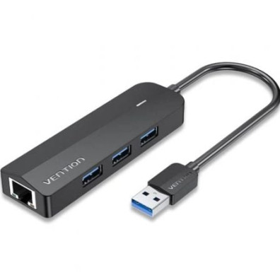 Hub USB 3.0 Vention com RJ45 e 3 USB - Periféricos
