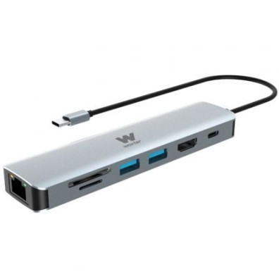 Docking USB Tipo-C Woxter PE26-181: HDMI 4K, USB x2, Leitor de Cartões, RJ45, MicroUSB