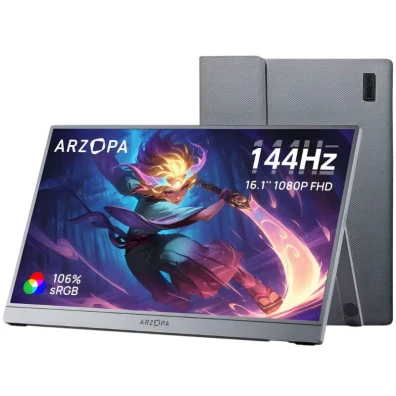 Monitor Portátil Arzopa Z1FC 16,1" FHD IPS 144Hz HDR Gris com Base de Transporte