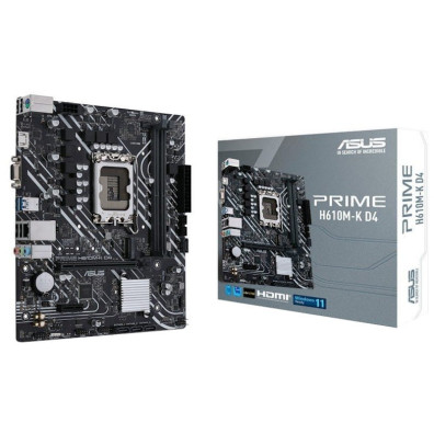Placa Base ASUS PRIME H610M-K D4 Intel Gen 12o/13o M-ATX 2xDDR4 3200MHz HDMI VGA 2PCIE M.2 GLAN USB Skt 1700 - Micro ATX