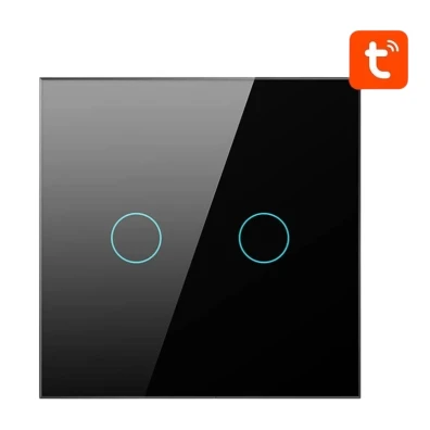 Interruptor Táctil Inteligente Avatto LZTS02 ZigBee 2 Botões Negro