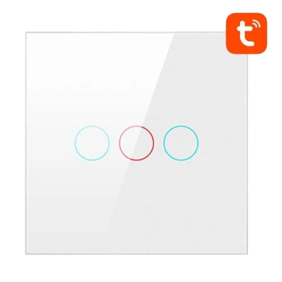 Interruptor Táctil Inteligente Avatto LZTS02-EU-W3 ZigBee 3 Botões Branco
