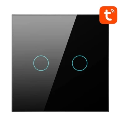 Interruptor Táctil Inteligente Avatto TS02-EU-B2 2 Botões WiFi Preto