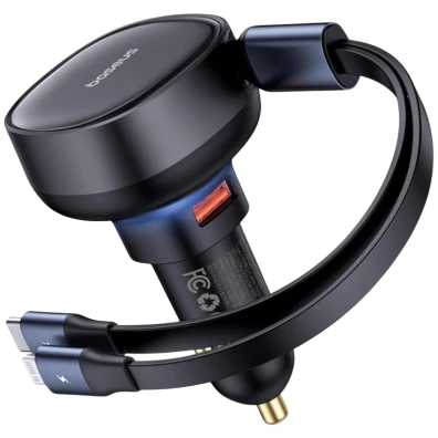 Carregador de carro Baseus Enjoyment 60W 1xUSB-C 1xConector Lightning/USB-C