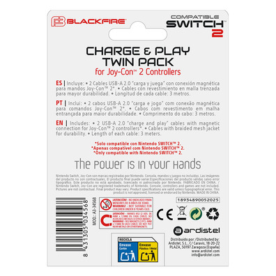 Blackfire Charge and Play Twin Pack Joycon2 Switch 2