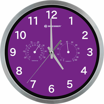 Bresser Mytime Reloj Pared Termo-/Higro 25cm Violeta