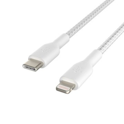 Cabo USB-C a Lightning Belkin 1m Trenzado Boost Charge Branco
